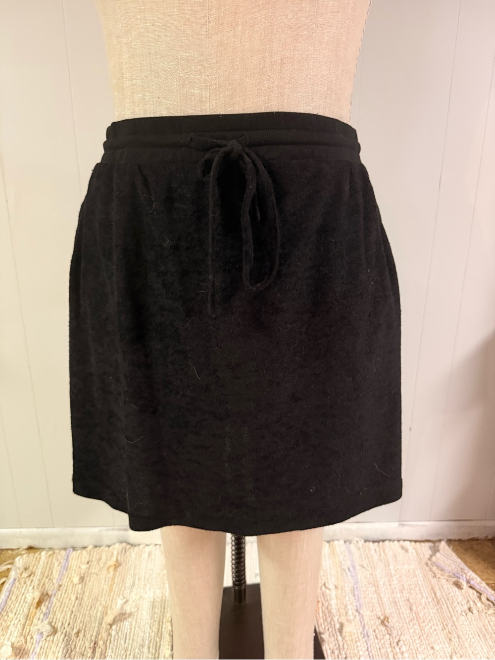 Black Terry Cloth Skirt